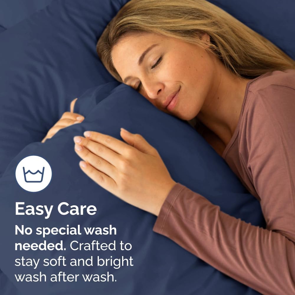 Skiennix Queen Pillow Cases Set of 2 | Ultra Soft Hotel Quality, Wrinkle-Free, Navy Blue
