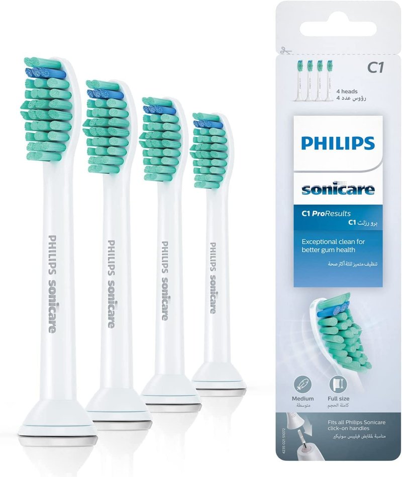 Philips Genuine Sonicare Pro Results Brush Heads, White, Pack of 4 - HX6014/07