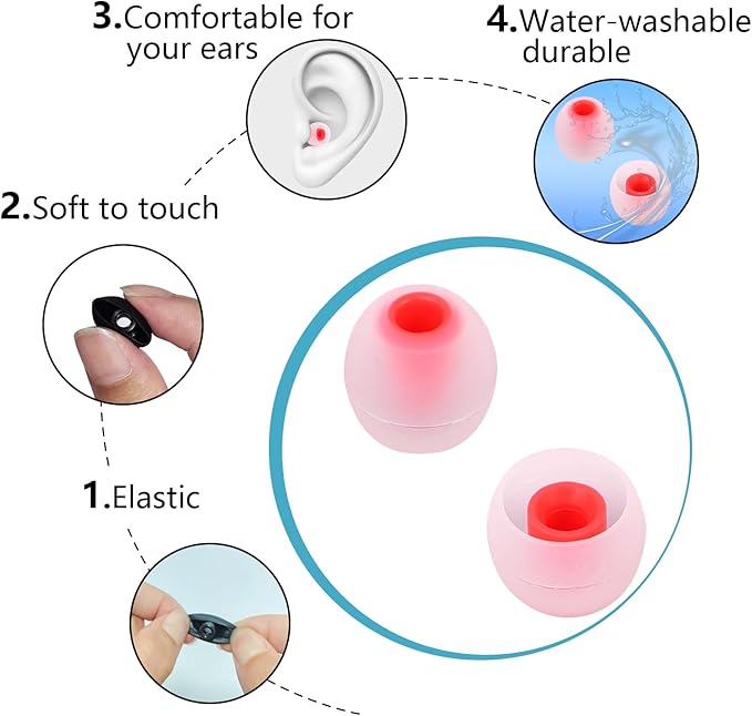TSZYYM Earbud Tips Ear Bud Tips Soft Anti Slip Washable and Reusable Silicone Replacement Earbud Tips Fit Most in-Ear Earbuds(Inner Hole 3.8mm -5.1mm) 18pcs S M L