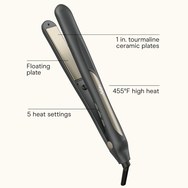 Infiniti PRO CONAIR Tourmaline Ceramic 1-Inch Flat Iron Digital Hair Straightener, 1-Inch Flat Iron to Straighten or Curl, 5 Heat Settings, for All Hair Types and Textures, Dark Gray