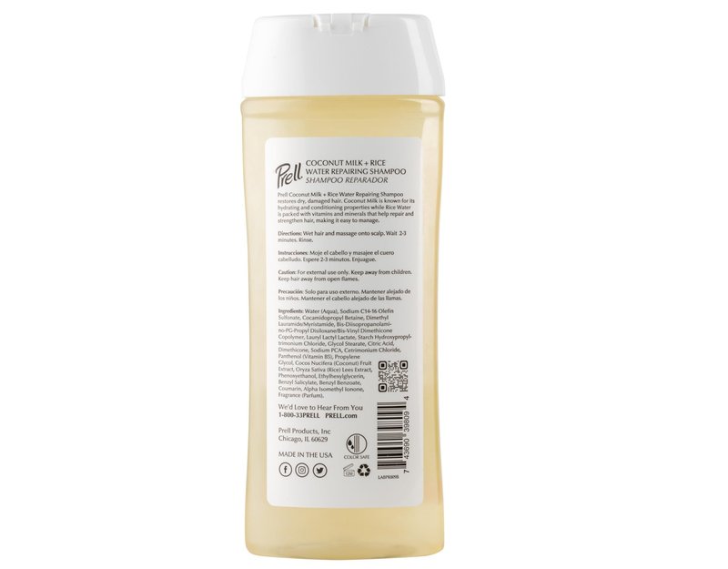 Prell Coconut Milk + Rice Water Color Safe Anti-Breakage Repairing Shampoo for Damaged Hair, 13.5 fl.oz (Pack of 2)