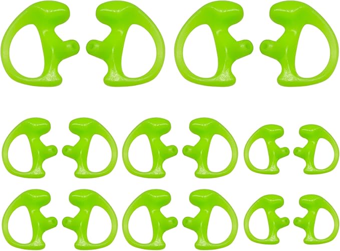 POFENAL Silicone Replacement Earmold for Motorola/Baofeng/Retavis Radios - Police Walkie Talkie & Law Enforcement Soft Earpiece Inserts (8 Pair, Green - 2L/4M/2S)
