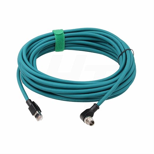 HangTon Ethernet Network Cable, for Cognex Baumer Basler Sick Vision Camera Sensor Barcode Reader, Right Angle M12 8 Pin X-Coded Male to RJ45 CAT7e (10m)