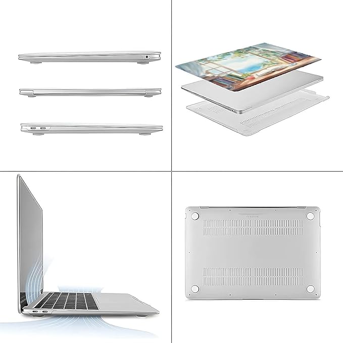 COTAIL Compatible with MacBook Air 13.3 13.6 Inch Case 2022 2021 2020 2019 Plastic Hard Shell Case Cover,13.3 Pro(A1706/A1708/A1989/A2159/A2289/A2338), Books and a Window