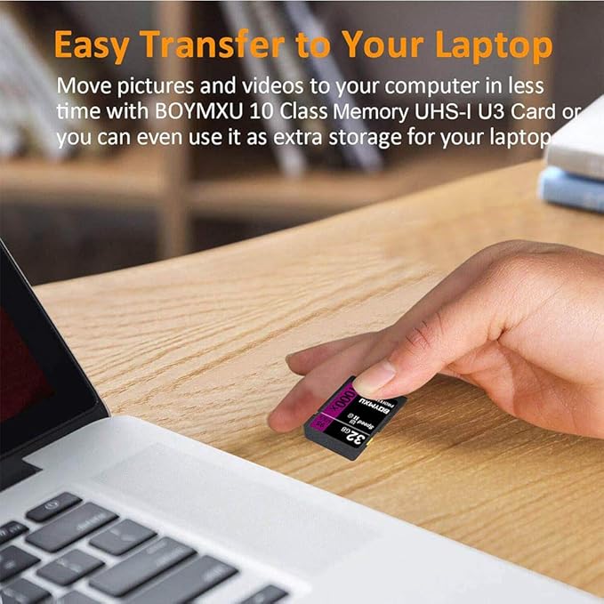BOYMXU Professional 32GB Class 10 U3 Memory Card - Compatible with Computers, Cameras & Camcorders - Up to 95MB/s Read Speed - Purple/Black