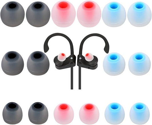 TSZYYM Earbud Tips Soft Anti Slip Washable Reusable Silicone Fit Most In-Ear Earbuds (Inner Hole 3.8mm-5.1mm) 18pcs S M L