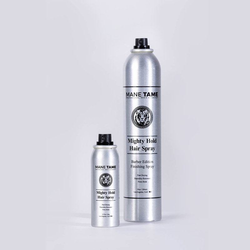 MANE TAME Mighty Hold Hair Spray for Men 10oz - Barber Edition, Fast Drying, Humidity Resistant, Firm Hold - Best used as a Finishing Spray