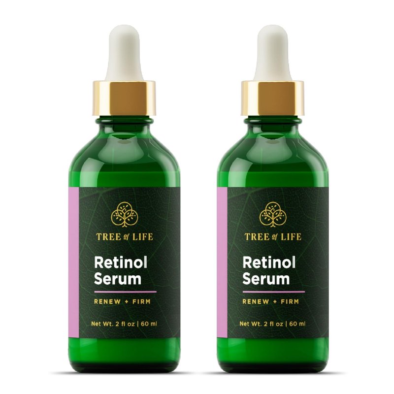 Tree of Life Beauty Retinol Serum, Skin Smoothing Face Oil for Dark and Age Spots and Fine Lines, Facial Serums for Dry and Sensitive Skin Care with Hyaluronic Acid for Soft Skin, 2 Fl Oz (pack of 2)