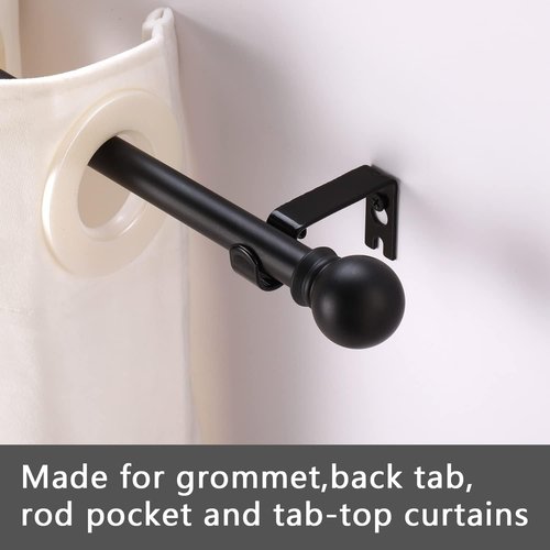GXOACKJ Black Curtain Rods - Heavy Duty Metal Set for Windows 32 to 62 Inches | 5/8 Inch Diameter