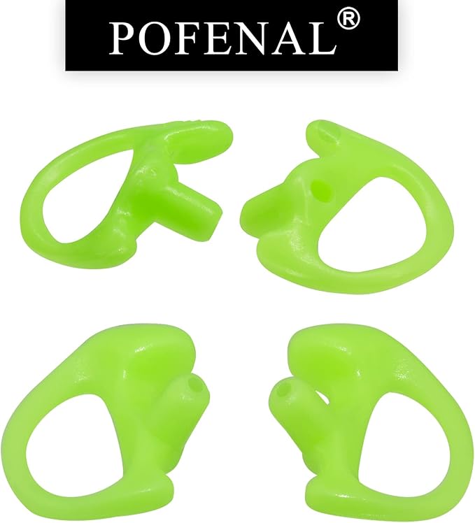POFENAL Silicone Replacement Earmold for Motorola/Baofeng/Retavis Radios - Police Walkie Talkie & Law Enforcement Soft Earpiece Inserts (8 Pair, Green - 2L/4M/2S)