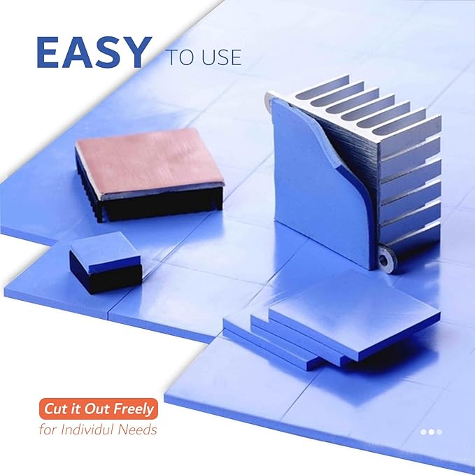 4 Pack Thermal Pad, 100 x 100 mm x [0.5 mm + 1 mm + 1.5 mm + 2 mm] Silicone Cooling Pad 6 W/m.K GPU Non Conductive Heat Resistance Extreme Odyssey Cover for Laptop Heatsink CPU GPU SSD IC LED Cooler