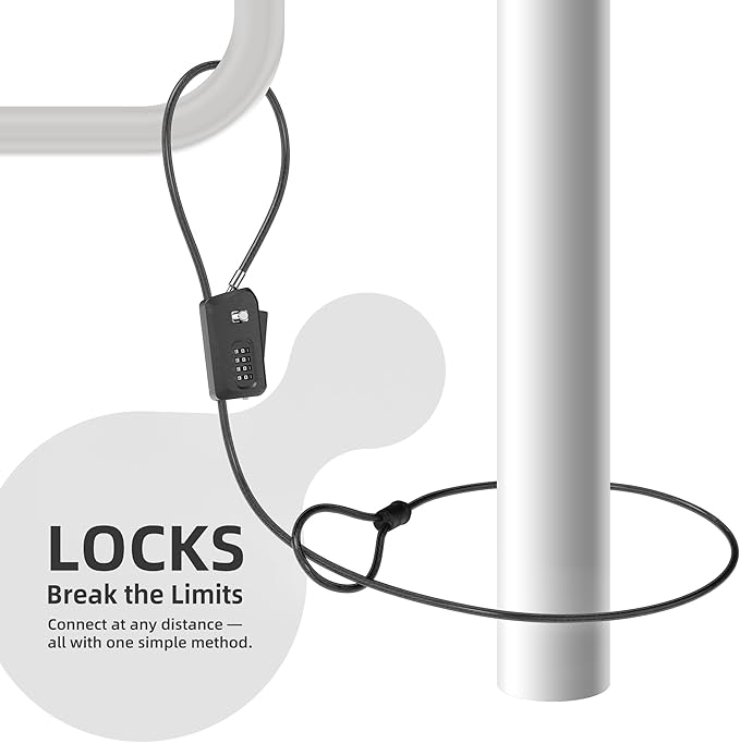 UP Security 6ft Python Cable Lock for Bike, Bicycle, Scooter, Trail Camera Locking, 4 Digit Combination Padlock, Heavy Duty Anti Theft, Weatherproof, Adjustable Steel Cable Lock for Trail Cam, Kayak