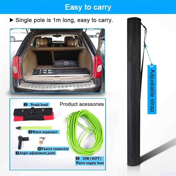 Photovoltaic Panel Cleaning Window Clean 5-12M Water Fed Telescopic Brush Extendable Cleaner Conservatory Roof Cleaning Tools 12M Rod 30Cm Brush Head,12M,50Cm Brush Head,12m,50cm Brush Head