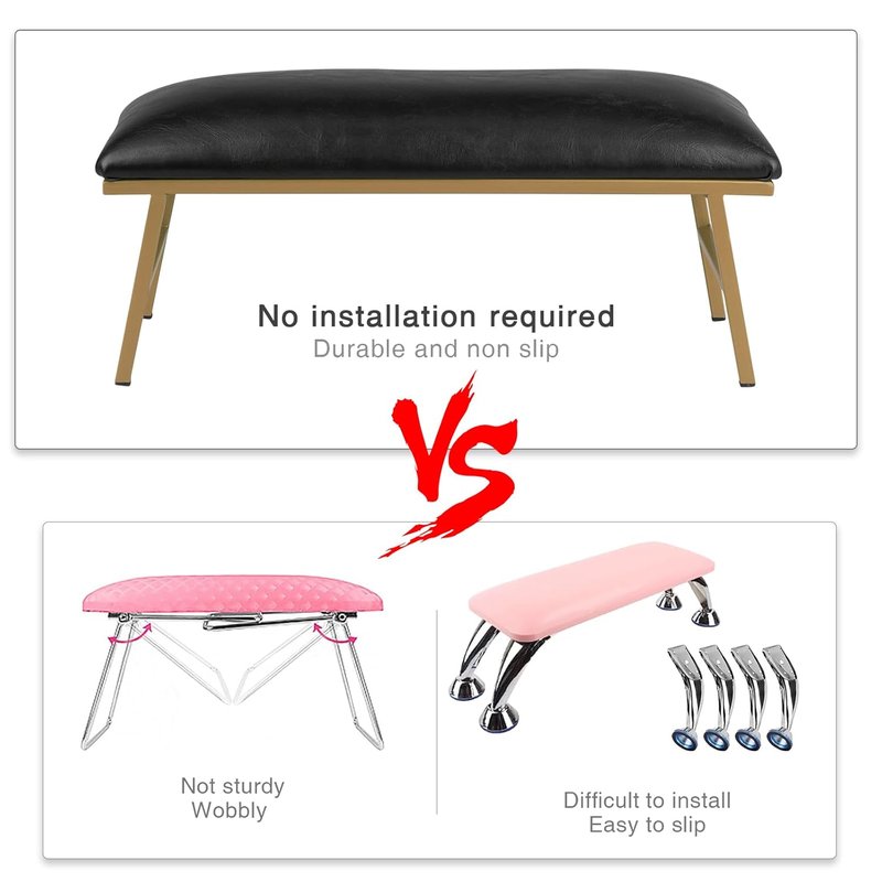 Nail Arm Rest - Microfiber Leather Manicure Hand Rest Stand | Black Nail Art Accessory