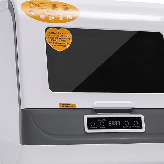 Portable Countertop Dishwasher, 800W Compact Dishwashers with Filter and Hybrid Drying Function, Mini Dishwasher with 3 Wash Programs for Apartments, Rvs, Small Kitchens (White)