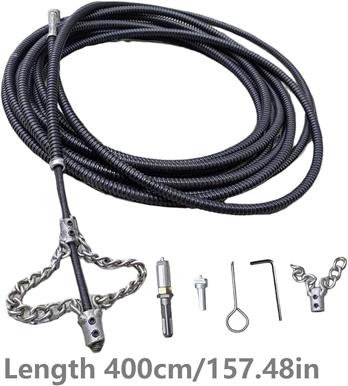 Flex-Shaft Sewer Descaling Chain,Drain Clog Remover,Gutter Cleaning Tools Drain Cleaner for Toilet Shower Kitchen Bathroom Tub Clogged Drains Opener Tool(400cm,Black)