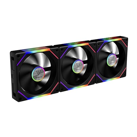 GAMDIAS 120mm PWM ARGB Case Fan x3 & 3 Reverse Blades Included, Sync with ARGB Motherboards, Easy Cable Management with Cabless Daisy Chain, Quiet & 75CFM Airflow with 2400 RPM, Aeolus P2
