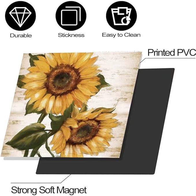 Retro Sunflower Kitchen Sticker Decor Dishwasher Cover Magnet, You are My Sunshine Dish Washer Door Panel Decal Magnetic, Refrigerator Magnet Decal Decor, Magnetic 23"x17"INCH