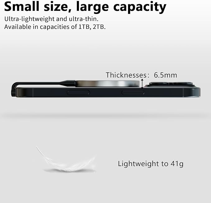Aiffro P10 Magnetic PSSD 1TB，for iPhone MagSafe Portable SSD, Upto 2000MB/s-Type-C, SM2320，USB 3.2 Gen 2x2 20Gbps, Connectivity, Updated Firmware - Portable Magnetic External Solid State Solution