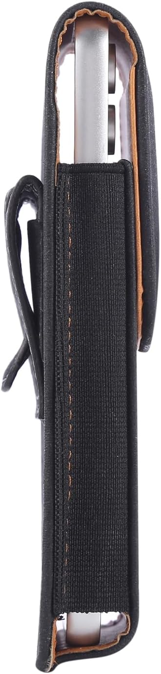 Bourisen Universal Phone Holster Phone Pouch Case Belt Clip Belt Loops Card Slot Faux Leather for Man iPhone 17/16/15pro max,16/15Plus,Samsung S25 24 S23 S22 Ultra (Black&Yellow, XL(6.6"x3.4"x0.8"))