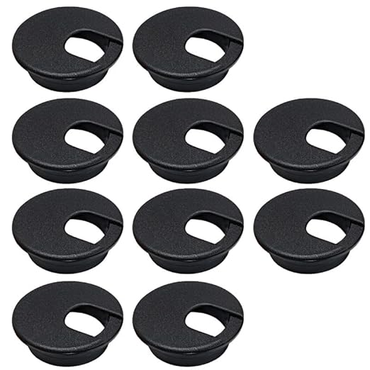 EASYEAH 10 Pcs Desk Grommet 1-1/2" / 38 mm, Desk Cord Hole Cover, Cable Grommet ABS Plastic, Desk Hole Grommet for Home & Office Pc, Detachable Cable Cord Organizer-Black
