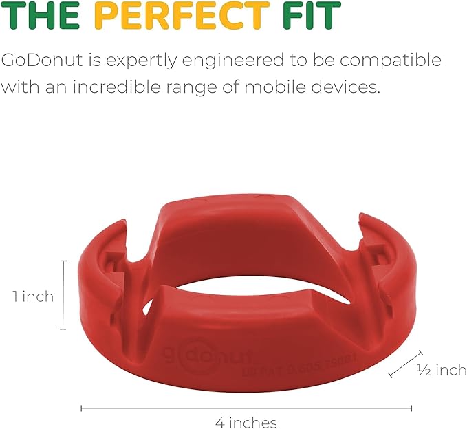 GoDonut Original – Phone and Tablet Stand – Compatible with Devices UP to 0.5" Thick Including Protective Cases - for use at Work, at Home, Travel and on-the-go - Red
