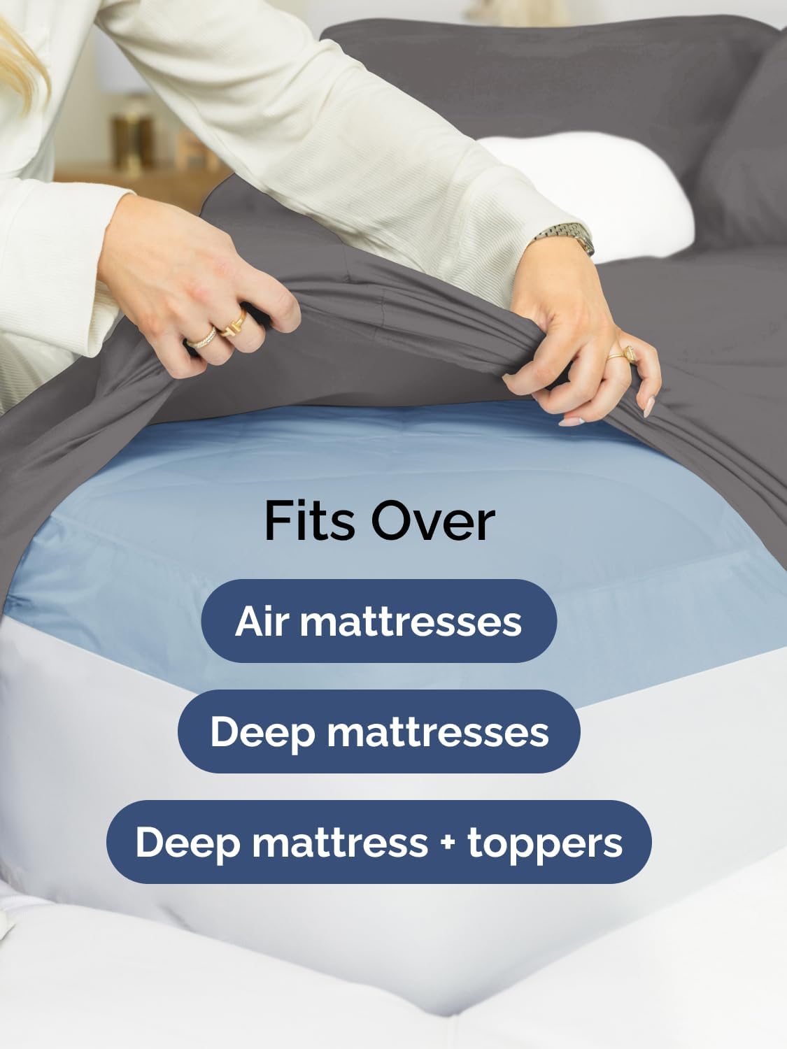 Skiennix Extra Deep Twin Sheet Set - 4-Piece Breathable Cooling Bedding - Soft, Wrinkle-Free Grey Sheets for Ultimate Comfort