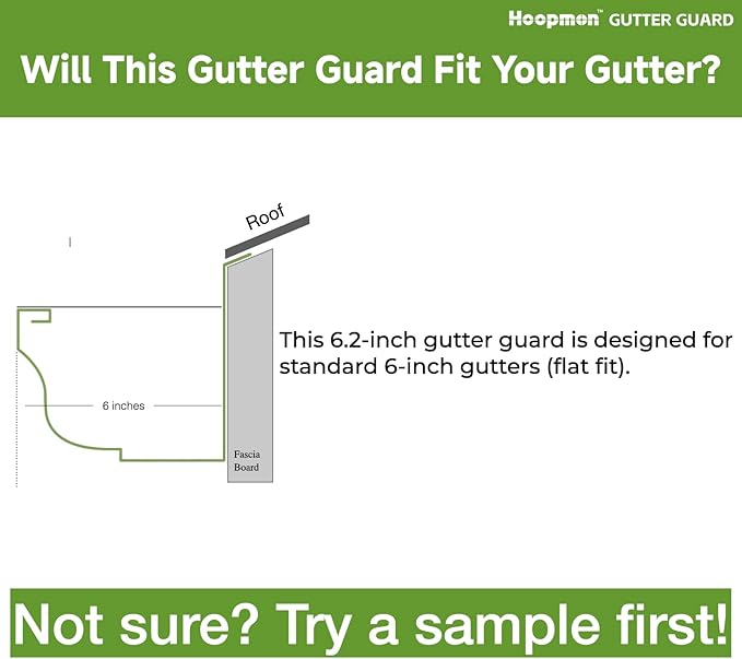 6 Inch Gutter Guard - Heavy Duty 100% Stainless Steel High-Flow Leaf Screen for Debris, Clog & Overflow Protection - Fits K-Style & Half-Round, Screws Included (1 Panel, 6in x 7.8in)