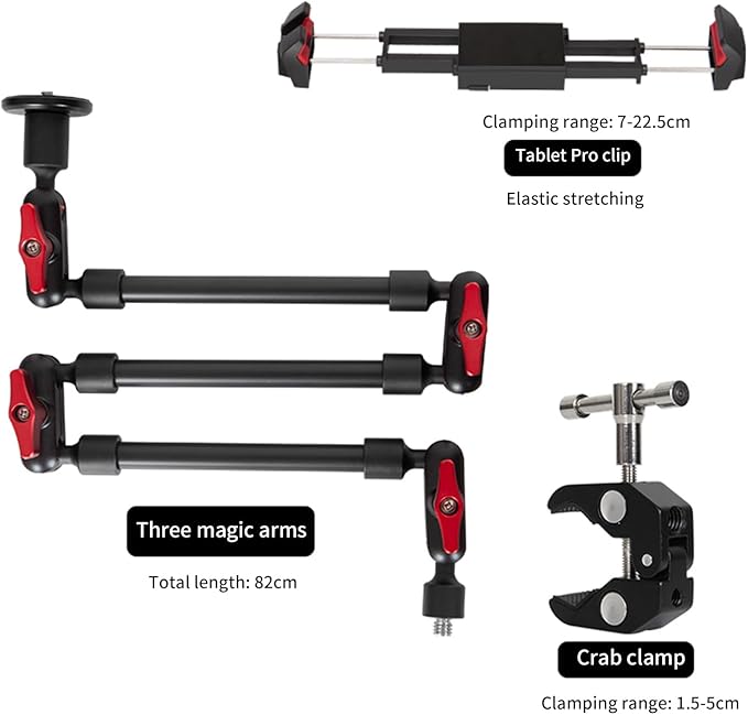 GOINWAVE Magic Arm Camera Mount, 32" Aluminum Articulating Arm with Desk Clamp & Standard 1/4" Screw, Heavy Duty Overhead Tablet Stand for Video Recording, Live Streaming, Vlogging