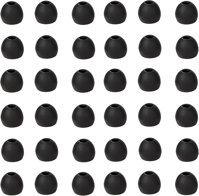 CYADCI 36 Pieces Small Earbud Tips Soft and Comfortable Silicone Earbud Tips Ear Bud Replacement Pieces Silicone Fit Most in-Ear Headphones，Inner Hole 3.8mm -5.5mm，Small Black Replacement Eartips