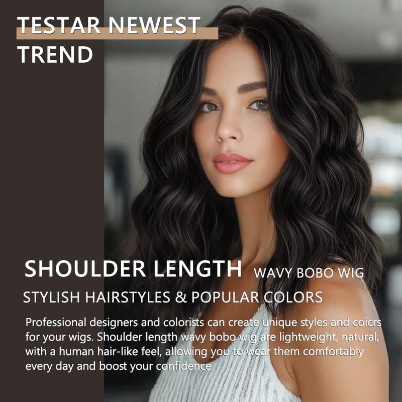 Brown Wig for Women Pre Cut Hand-Tied Lace Short Wigs for Women Wavy Natural Hairline Middle Part Hair Replacement Wigs for Beginners 14 Inch Natural Bob Style Synthetic Wig 3 Seconds Wear for Daily