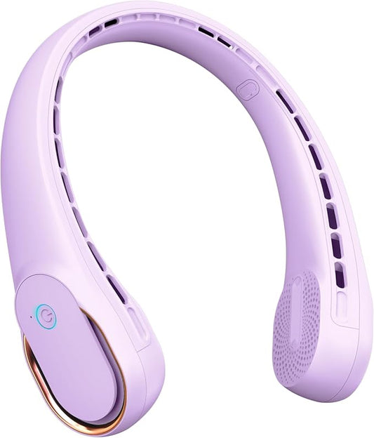 FrSara Neck Fan, Portable Personal Fan Strong Wind, 4000mAh, Air Volume,360° Cooling, No Hair Twisting, Air Volume On 2 Sides, Non-Slip, Quick Charge, Long Use Time, Gift for Women, Men, Birthday