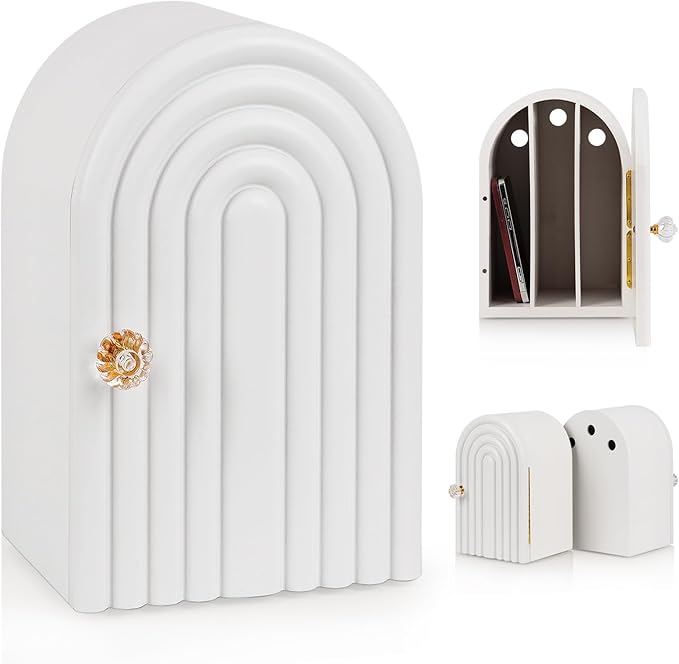 Lzttyee Phone Box for Family Time, Bamboo Cell Phone Jail, 3 Sections Hold 6 Phones, with Charging Holes, Phone Holder Self-Discipline Box, Help Kids Adults Focus Back, Mobile Phone Addiction (White)