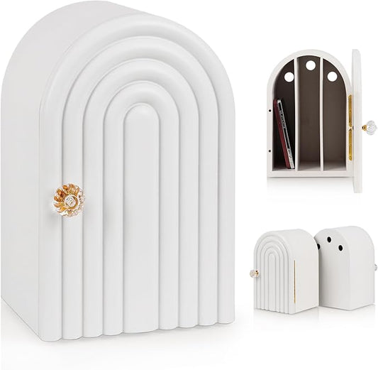 Lzttyee Phone Box for Family Time, Bamboo Cell Phone Jail, 3 Sections Hold 6 Phones, with Charging Holes, Phone Holder Self-Discipline Box, Help Kids Adults Focus Back, Mobile Phone Addiction (White)