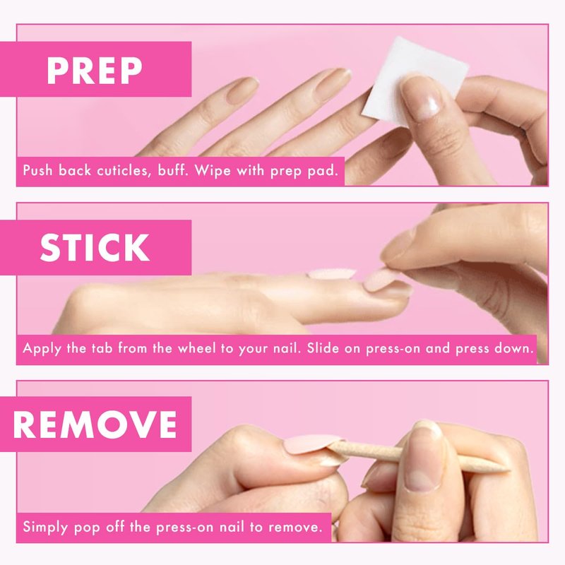 Olive & June Classic Super Stick Mani Press On Nails | No Glue Needed | 32 Tab Nails, 16 Sizes | Non-Toxic Easy On-Off Non-Damaging Real Look | 7-Day Wear | Short, Round | Classic French
