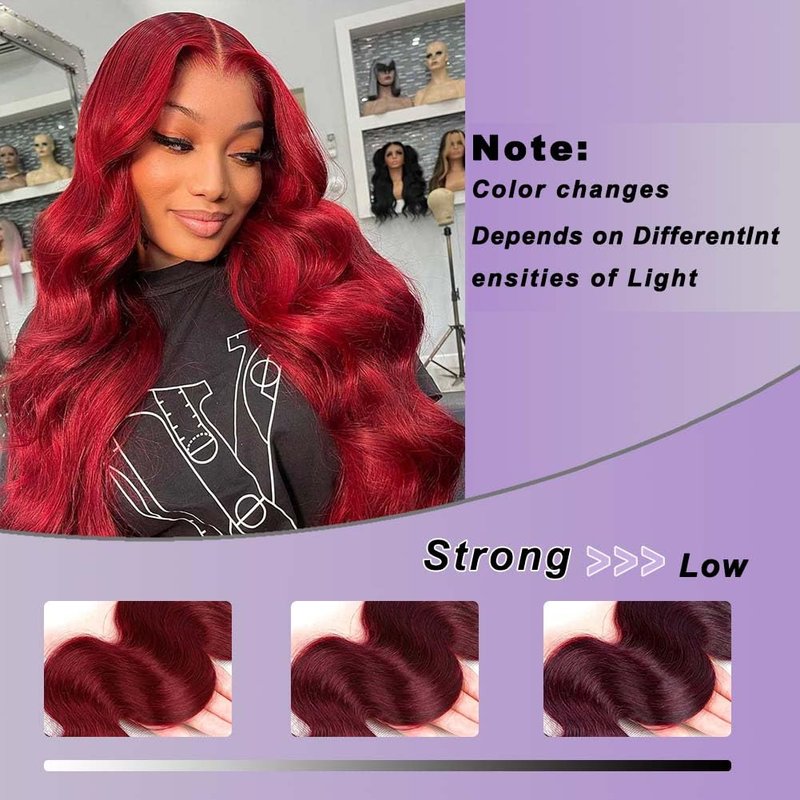 Burgundy Bundles Human Hair Body Wave 18 Inch Bundle Brazilian Hair Wine Red Body Wave Human Hair Extensions