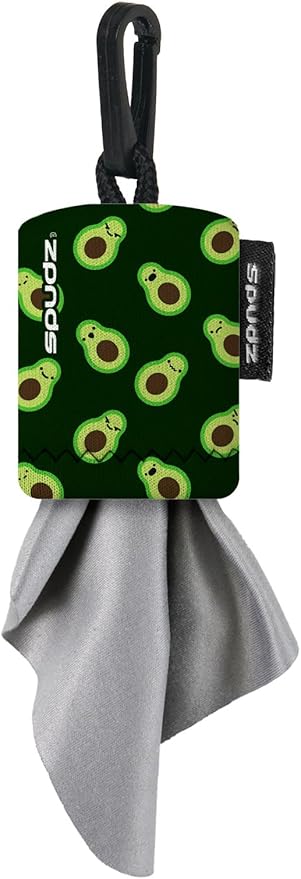 SPUDZ Ultra Microfiber Lens Cleaner with Closeable Bottom – Clip-On Pouch, Washable – for Binoculars, Scopes, Glasses, Screens | Ultra Avocado, 6 x 6 Inch