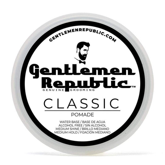 Gentlemen Republic Classic Pomade for Men - Water Based Pomade for Medium Hold & Shine, Premium Mens Hair Styling Products with No Beeswax - Ideal for Classic Styles, 4oz