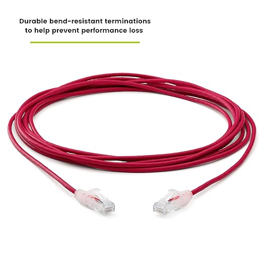 TRUECABLE Cat6 Component Rated Patch Cable, Unshielded (U/UTP), 14ft, Red, 28AWG Stranded Pure Copper, Snagless 10G High-Speed Ethernet Cable, PoE++ 4PPoE 100W, UL Listed, RoHS-3, 1 Pack