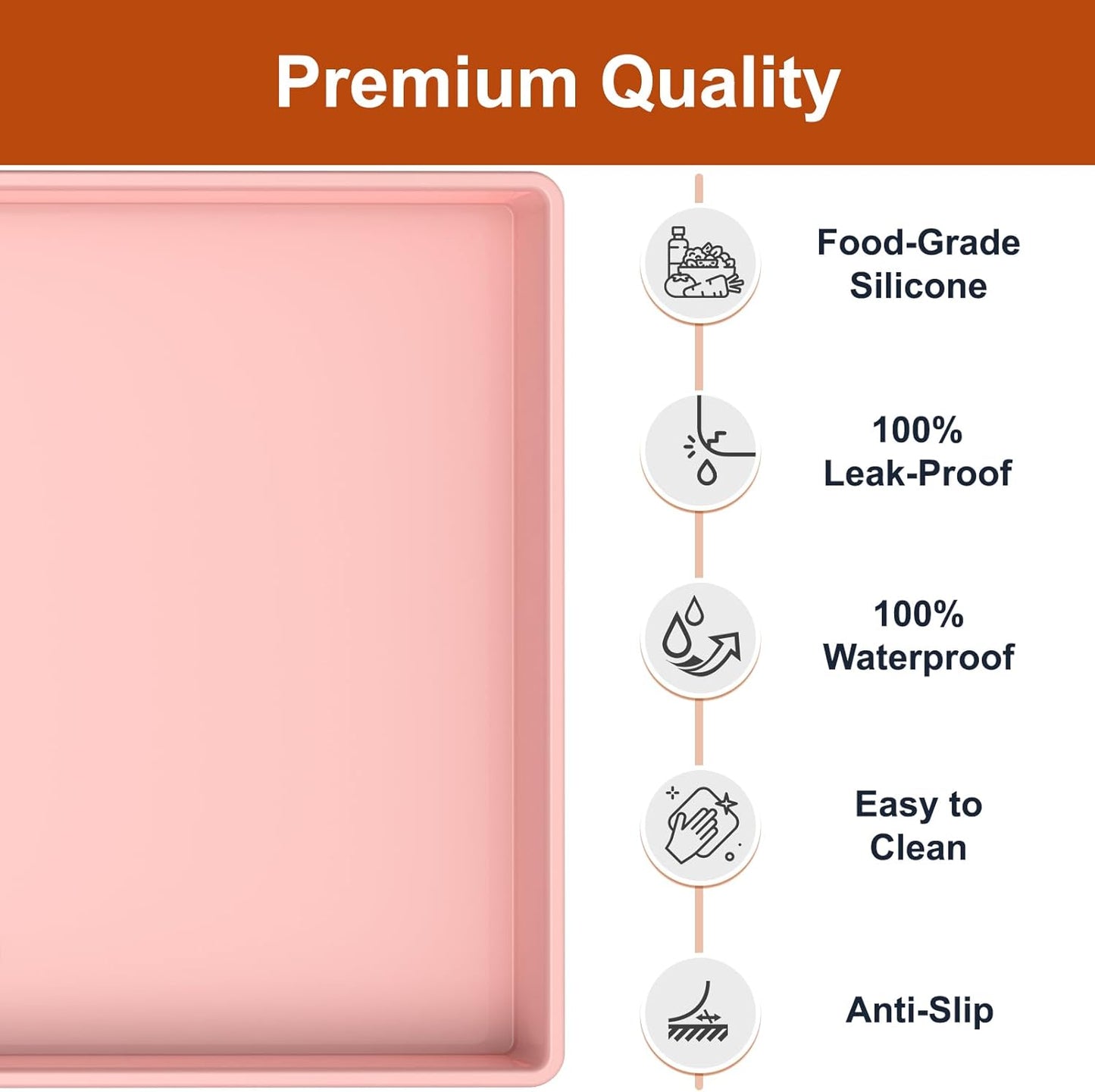 Ukeetap Extra Thick Silicone Mat - Waterproof Under Sink Mat for Kitchen & Bathroom - 34" x 22", Pink