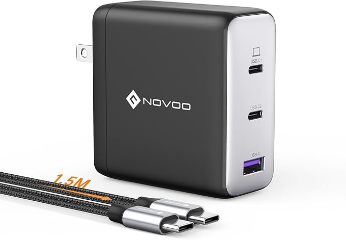 100W USB C Charger, 120W MacBook Pro Charger, 3-Port GaN Fast Charger with PD3.0, PPS, for MacBook pro & Air, ipad Air, iPhone 15, iPad, Laptops and All USB C Device