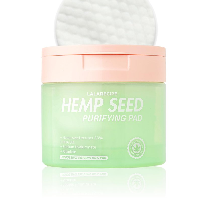 LALARECIPE Hemp Seed Purifying Facial Pads – Korean Toner Pads with 83% Hemp Seed Extract & 5% PHA – Gentle Exfoliating & Hydrating Skincare for Sensitive & Troubled Skin (70 Pcs)