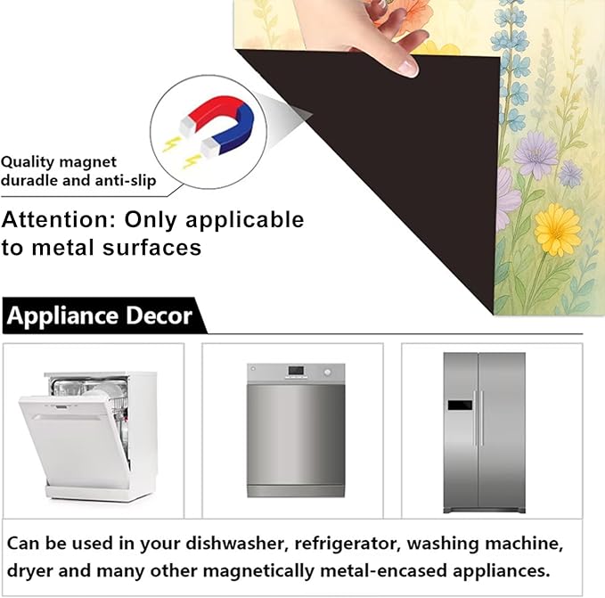 Dishwasher Magnet Cover 23x26 in Colorful Floral Magnetic Dishwasher Cover for Kitchen Appliance Decoration Front Panel Sticker Rustic Art Skin Panel Home Decor Decal