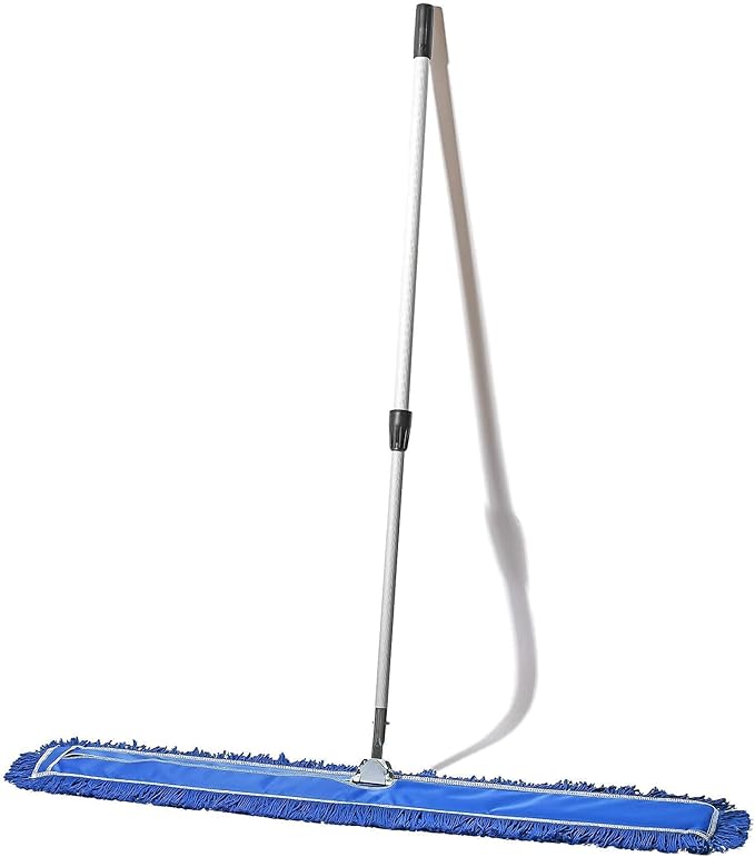 48 Inch Blue Commercial Dust Mop & Floor Sweeper with Extendable Handle – Mop for Hardwood, Tile, and Concrete Floor Cleaning