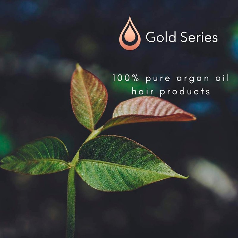 Gold Series Leave-In Hair Mask – Argan Oil Hair Mask Enriched with Keratin – Nourishing and Gently Detangling Leave In Conditioner Spray for Curly, Frizzy or Damaged Hair, 4.2 Fl.oz