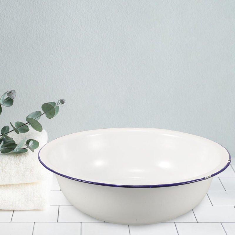 Healvian Enamel Foot Wash Basin 11.81In Vintage Retro Footbath Multi-Use Soak Tub for Home Spa Pedicures and Laundry