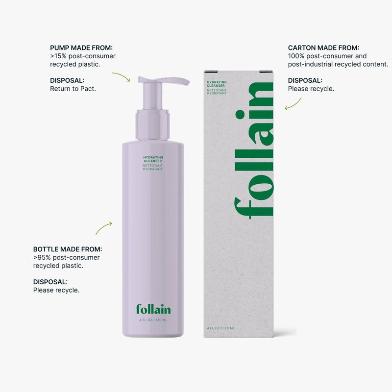 Follain Hydrating Cream-to-Lather Gentle Facial Cleanser for Dry Sensitive Skin | BHA-Alternative Willowbark, Rosehip Oil, Glycerin - Non-Stripping- Clean Beauty, Vegan & Cruelty-Free
