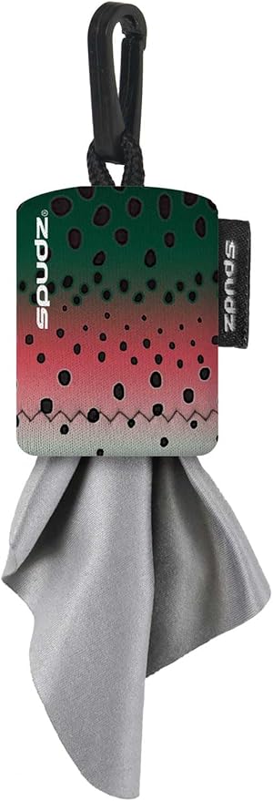SPUDZ Classic Microfiber Lens Cleaner – Clip-On Pouch, Washable – for Binoculars, Scopes, Glasses, Screens | Classic | Mountain Rainbow, 6 x 6 Inch