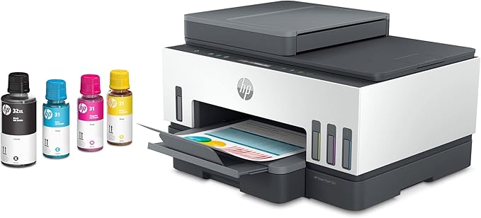 HP Smart Tank 7301 Wireless All-in-One Ink Tank Printer, Scanner, Copier with 2 Years of Ink Included, Best-for-Home Office, Cartridge-Free Refillable, AI-Enabled (28B70A)