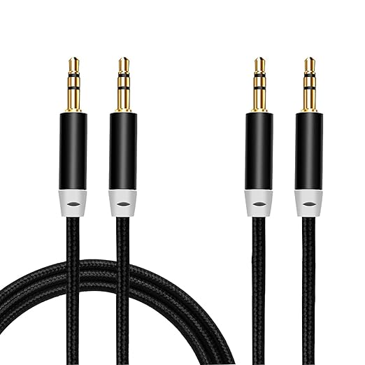 Faoyliye 3.5mm Nylon Braided Stereo Audio Cable,(3 Pack) 4.9ft/1.5m Male to Male Aux Cord Audio Cord Compatible iPhones, iPads and Other 3.5mm DC Plug Port Device (Black)